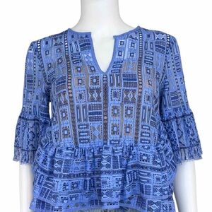 Bcbgmaxazaria blue lace peplum blouse